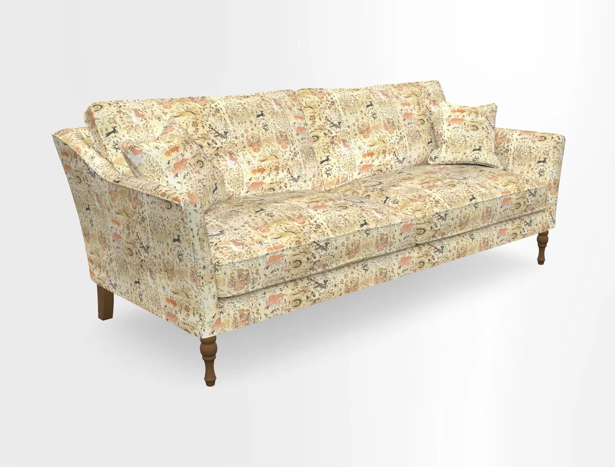 Brunel 3 Seater Sofa in V&A Threads of India Mughal Garden Safari Hunter