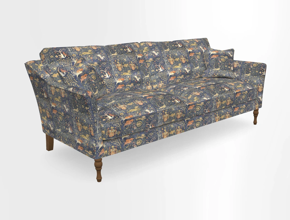 Brunel 3 Seater Sofa in V&A Threads of India Mughal Garden Safari Hunter