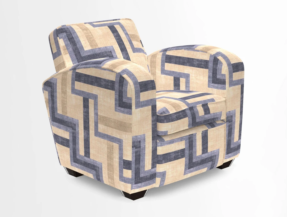 Montmartre Chair in V&A Brompton Collection Ikat Morning Blue
