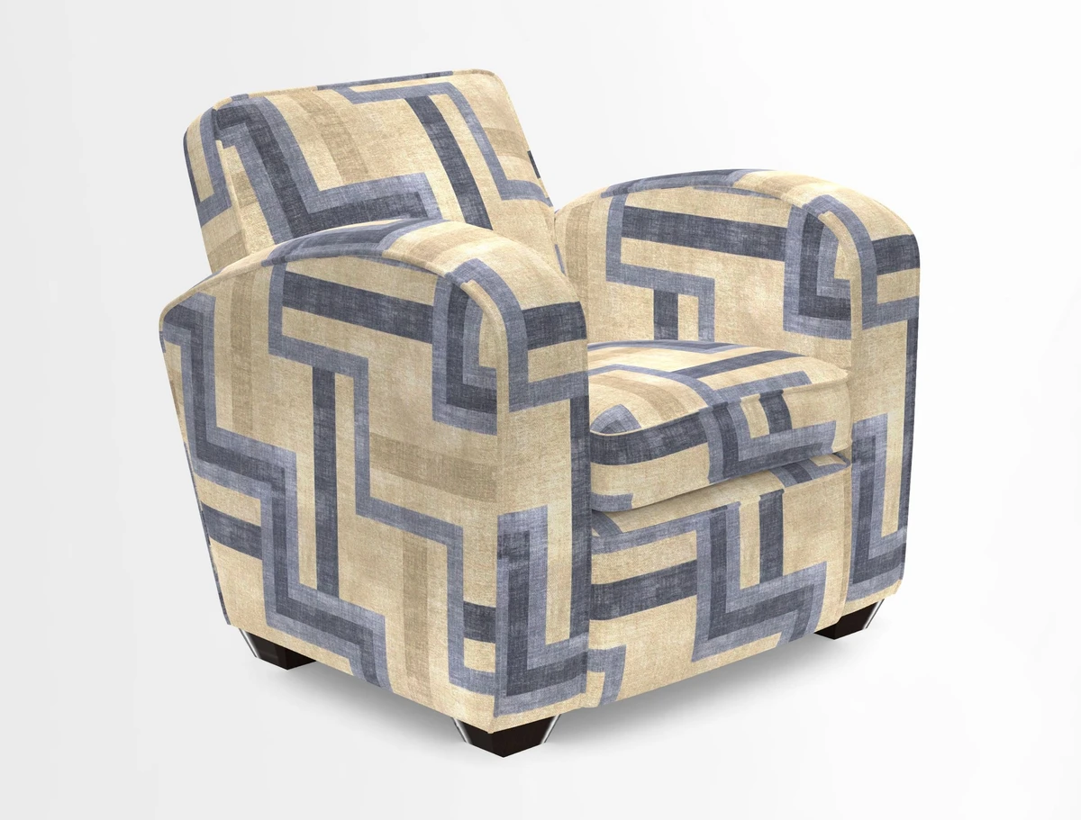 Montmartre Chair in V&A Brompton Collection Ikat Morning Blue