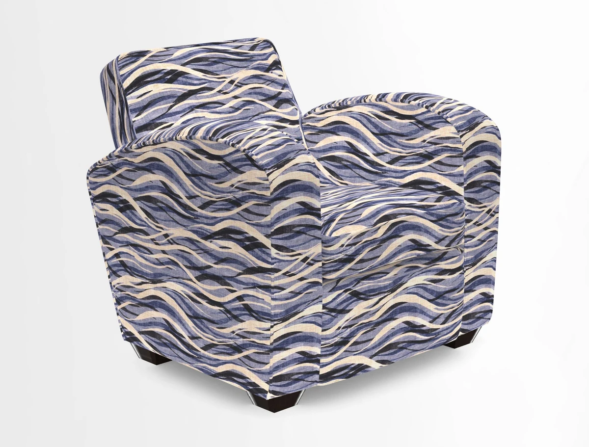 Montmartre Chair in V&A Brompton Collection Ikat Morning Blue