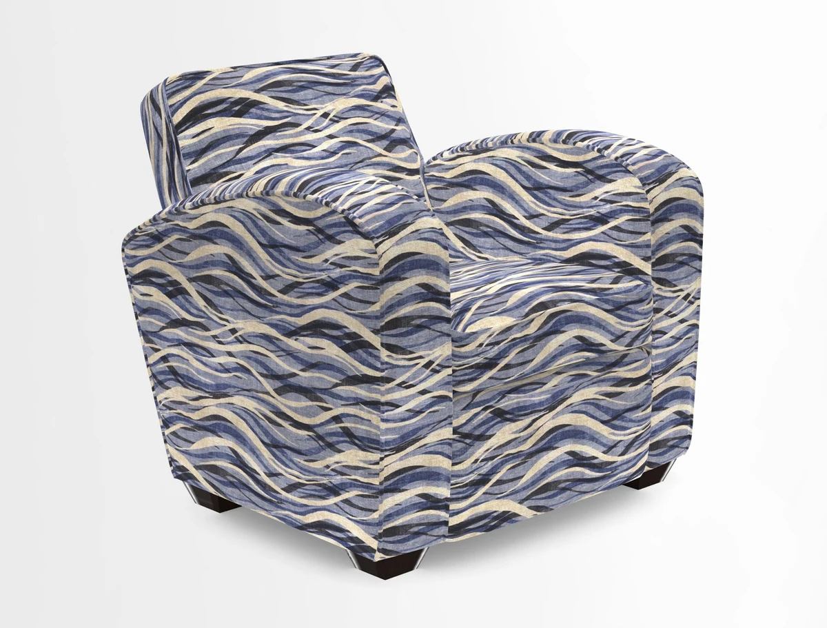 Montmartre Chair in V&A Brompton Collection Ikat Morning Blue
