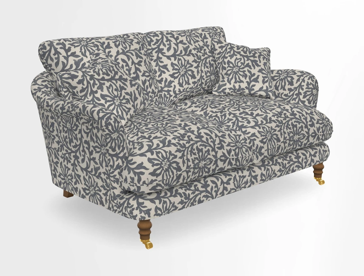 Pugin 3 Seater Sofa in V&A Threads of India Varanasi Wilderness Ink