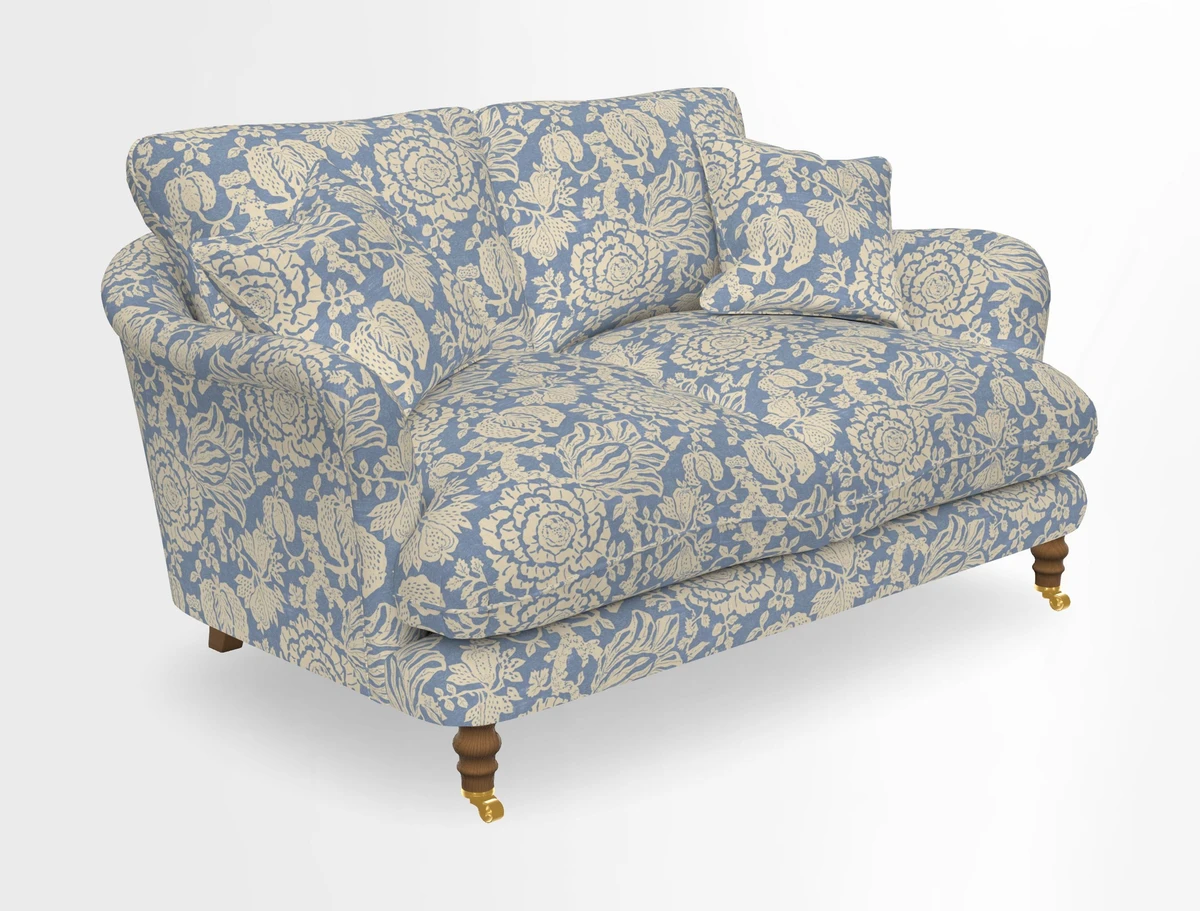 Pugin 3 Seater Sofa in V&A Threads of India Varanasi Wilderness Ink