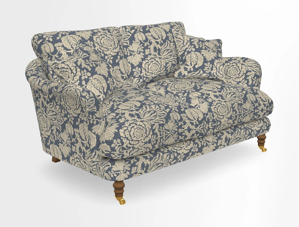 Pugin 3 Seater Sofa in V&A Threads of India Varanasi Wilderness Ink