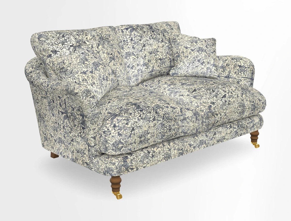 Pugin 3 Seater Sofa in V&A Threads of India Varanasi Wilderness Ink