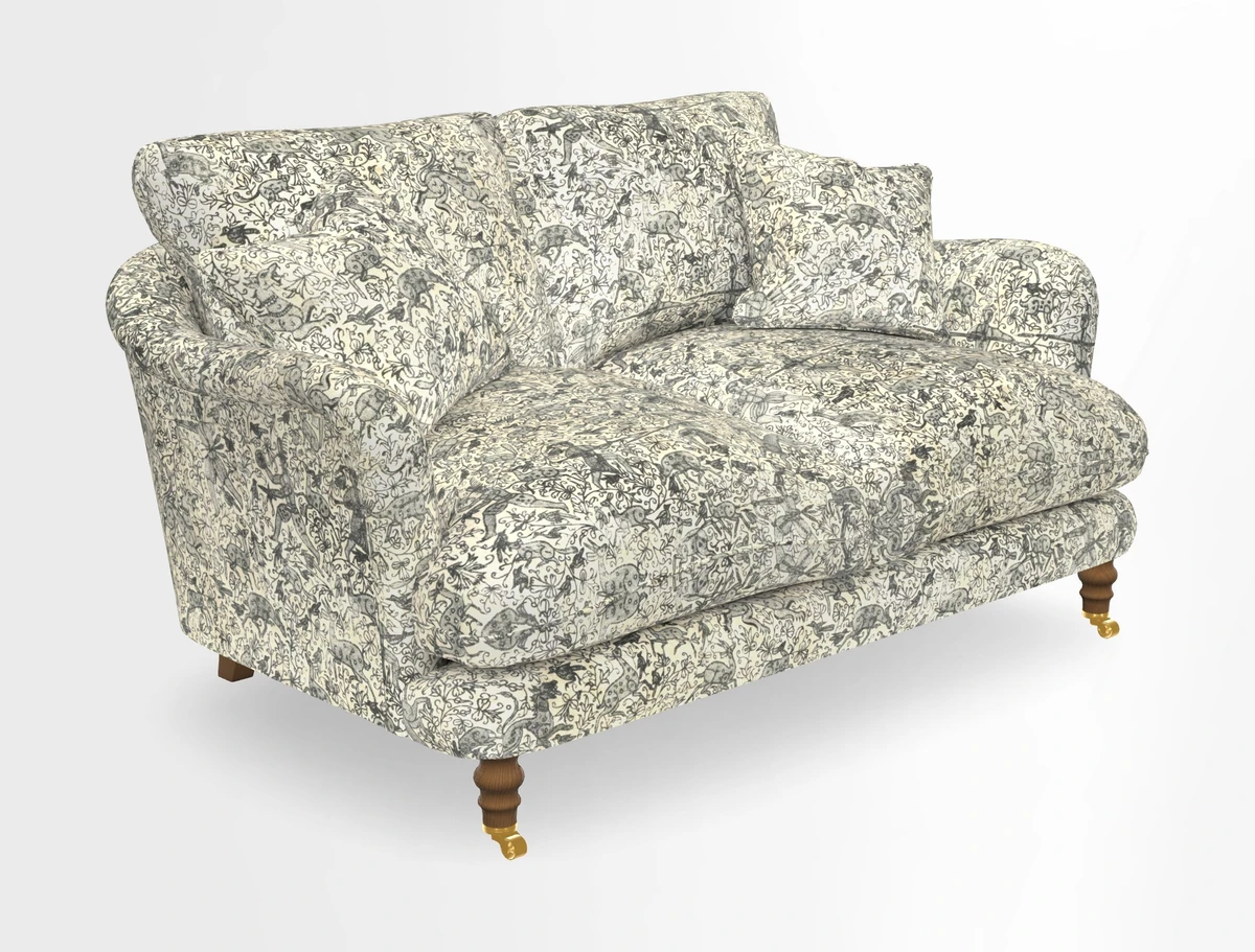 Pugin 3 Seater Sofa in V&A Threads of India Varanasi Wilderness Ink