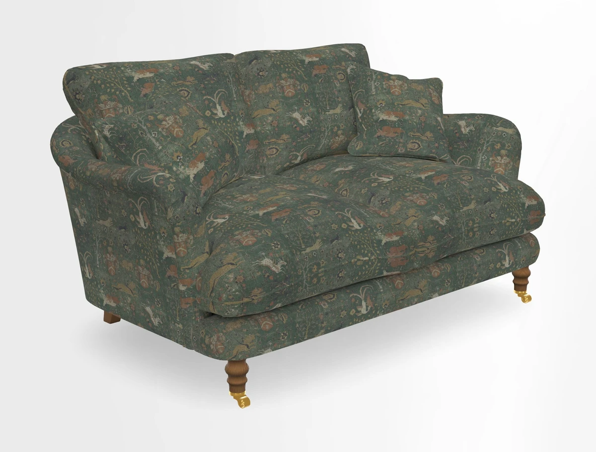 Pugin 3 Seater Sofa in V&A Threads of India Varanasi Wilderness Ink
