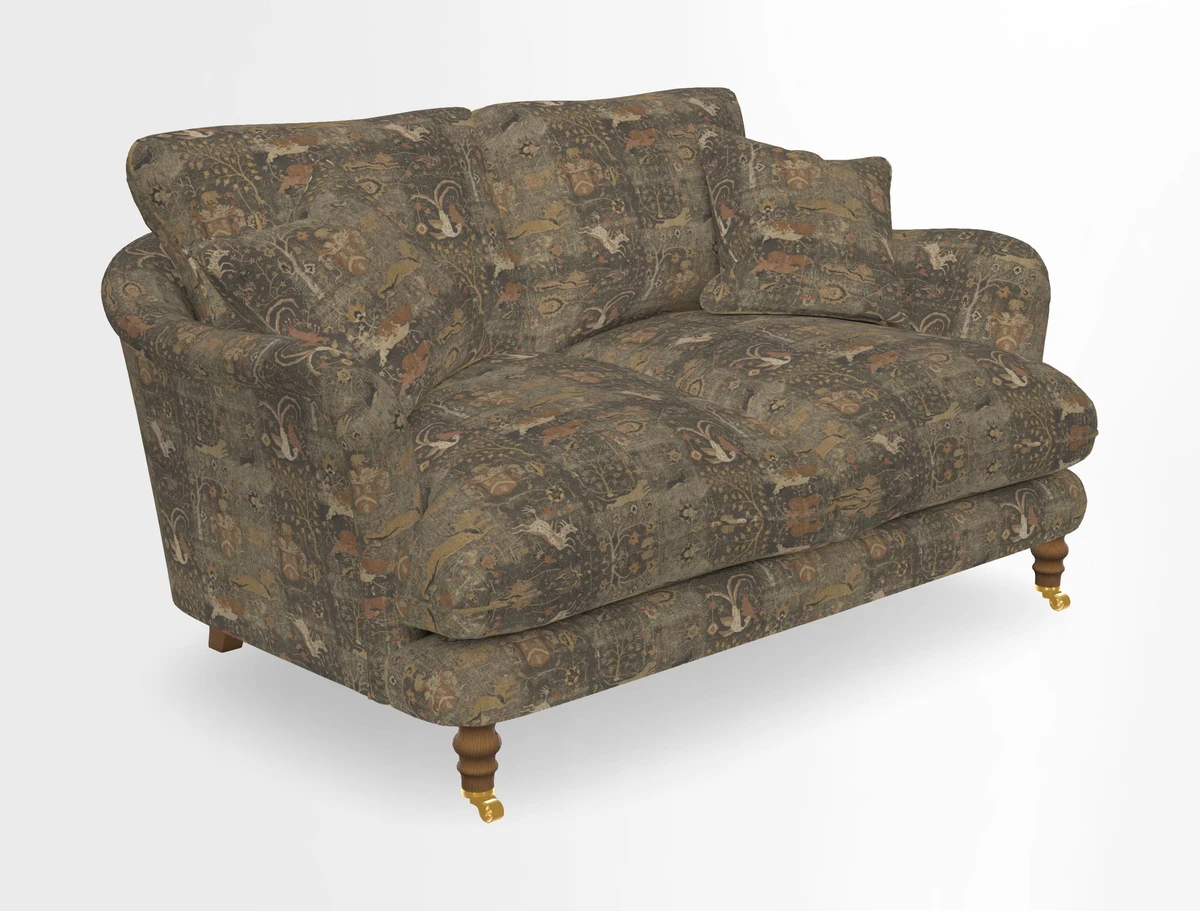Pugin 3 Seater Sofa in V&A Threads of India Varanasi Wilderness Ink