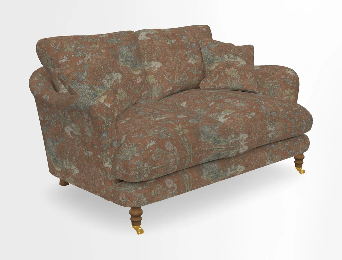 Pugin 3 Seater Sofa in V&A Threads of India Varanasi Wilderness Ink