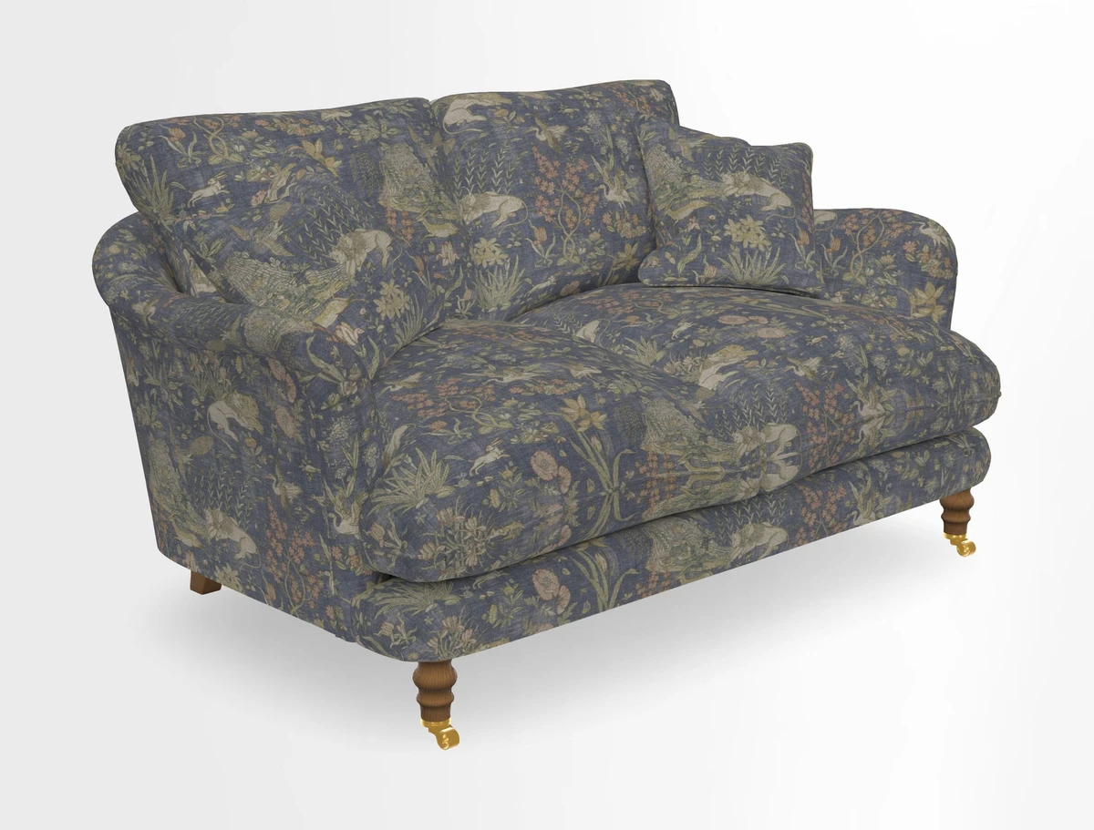 Pugin 3 Seater Sofa in V&A Threads of India Varanasi Wilderness Ink