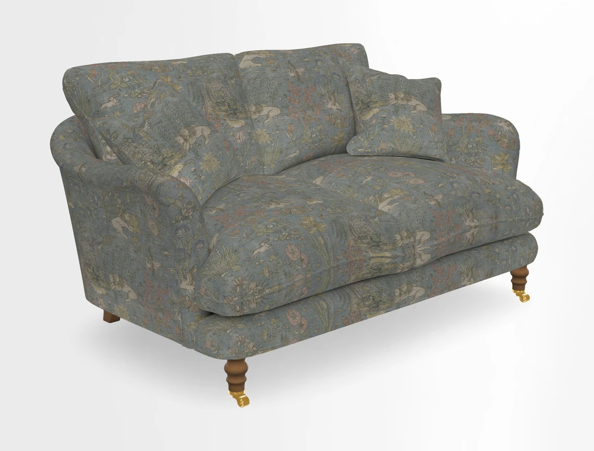 Pugin 3 Seater Sofa in V&A Threads of India Varanasi Wilderness Ink
