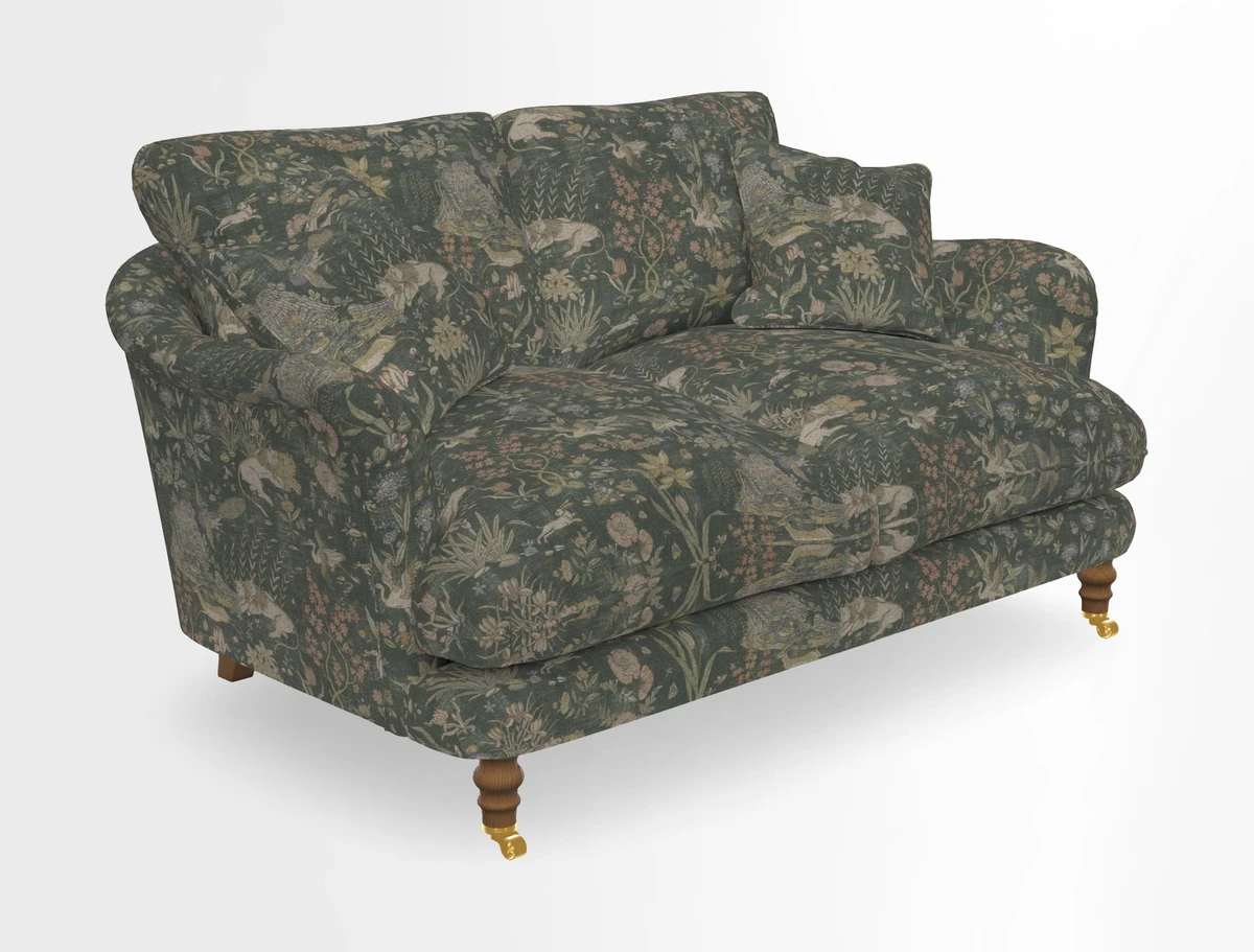 Pugin 3 Seater Sofa in V&A Threads of India Varanasi Wilderness Ink