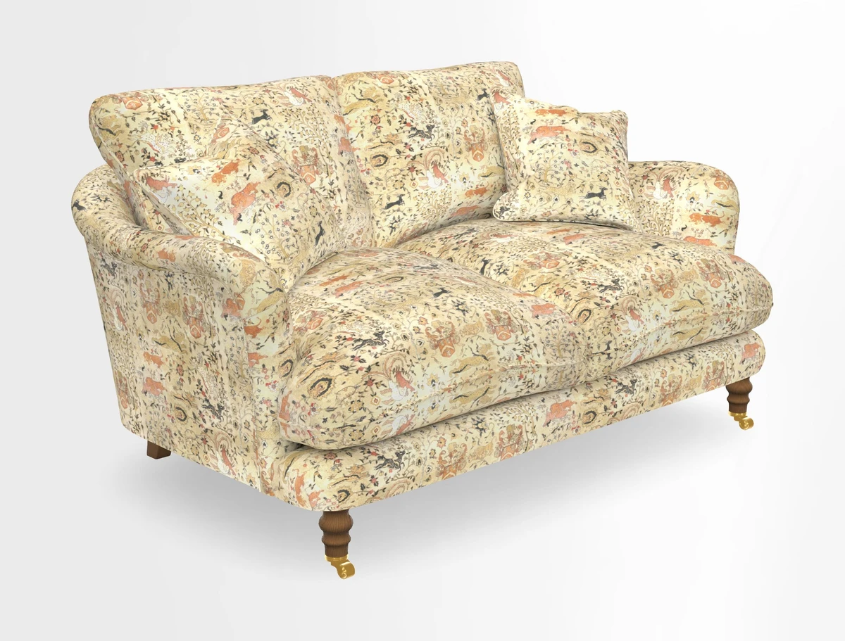 Pugin 3 Seater Sofa in V&A Threads of India Varanasi Wilderness Ink