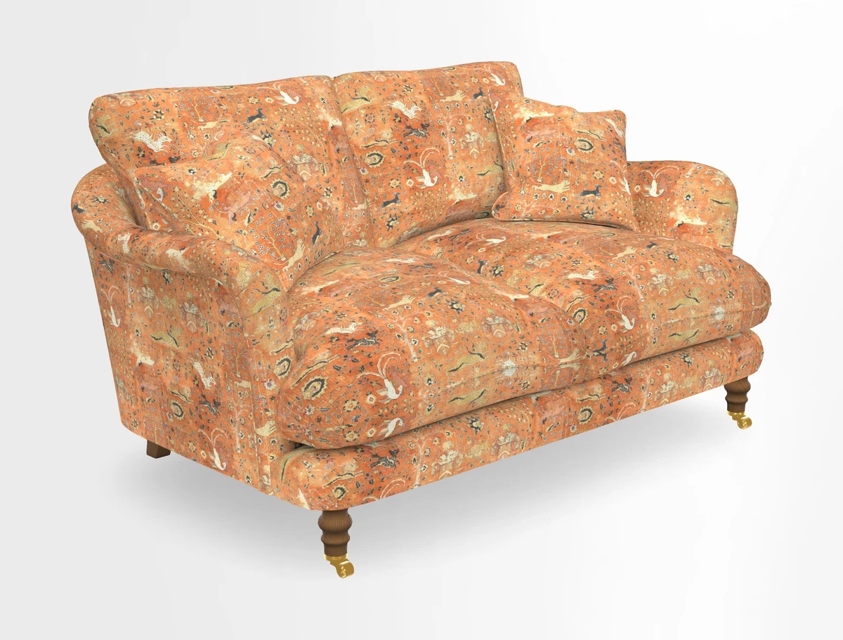 Pugin 3 Seater Sofa in V&A Threads of India Varanasi Wilderness Ink