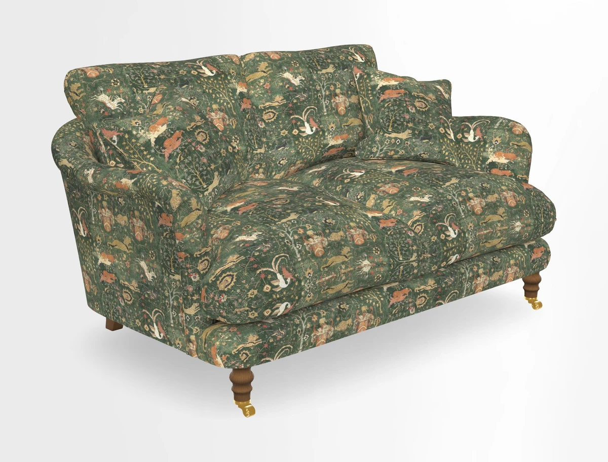 Pugin 3 Seater Sofa in V&A Threads of India Varanasi Wilderness Ink