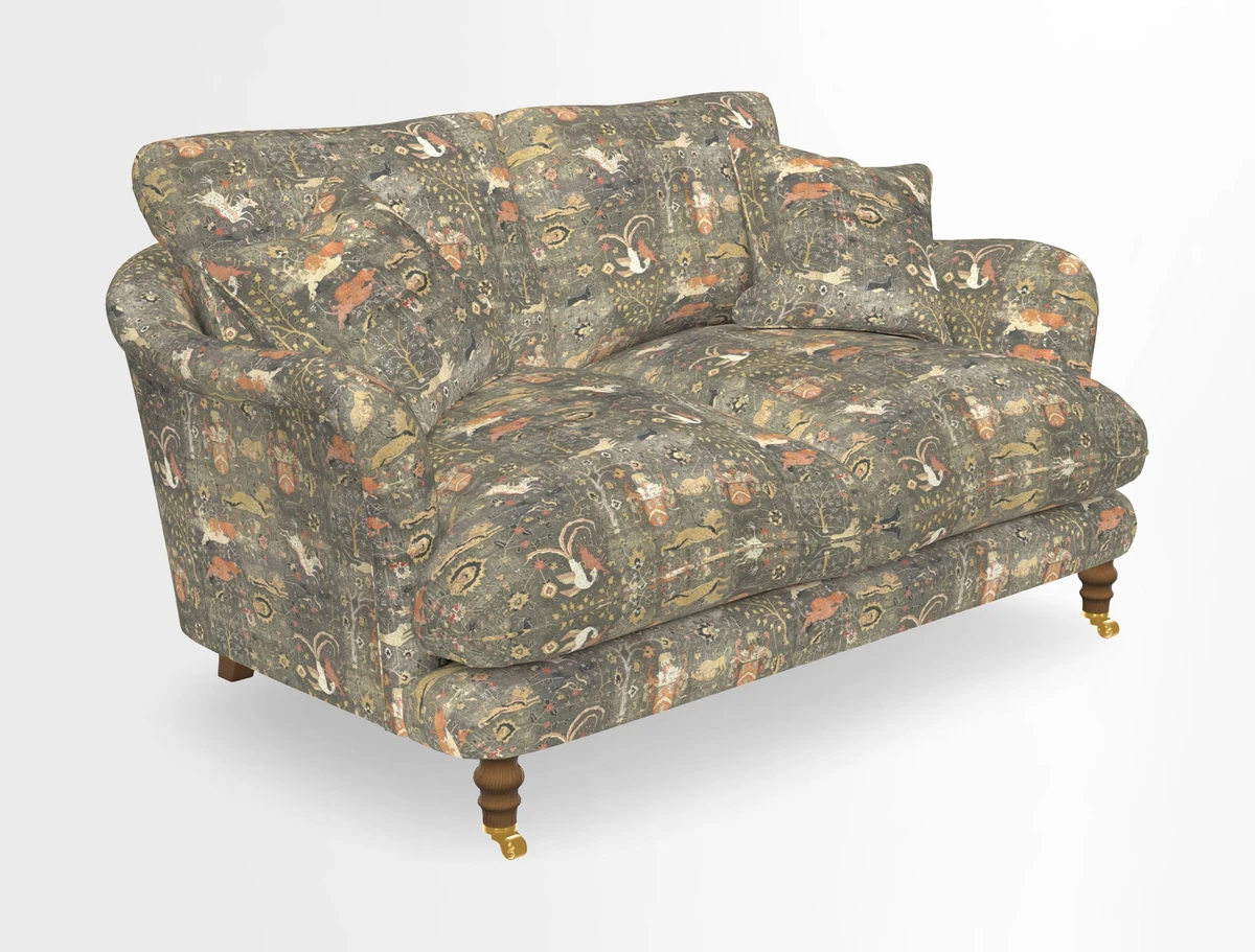 Pugin 3 Seater Sofa in V&A Threads of India Varanasi Wilderness Ink