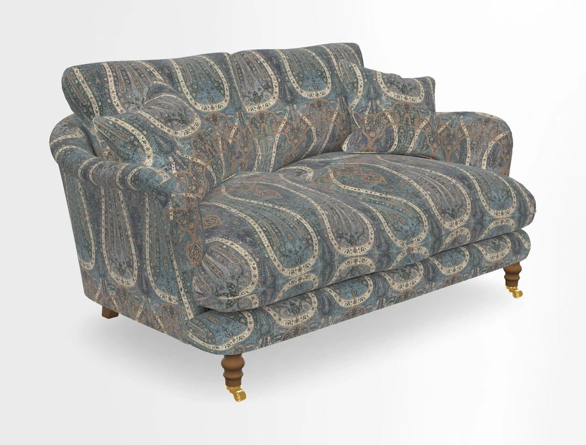 Pugin 3 Seater Sofa in V&A Threads of India Varanasi Wilderness Ink