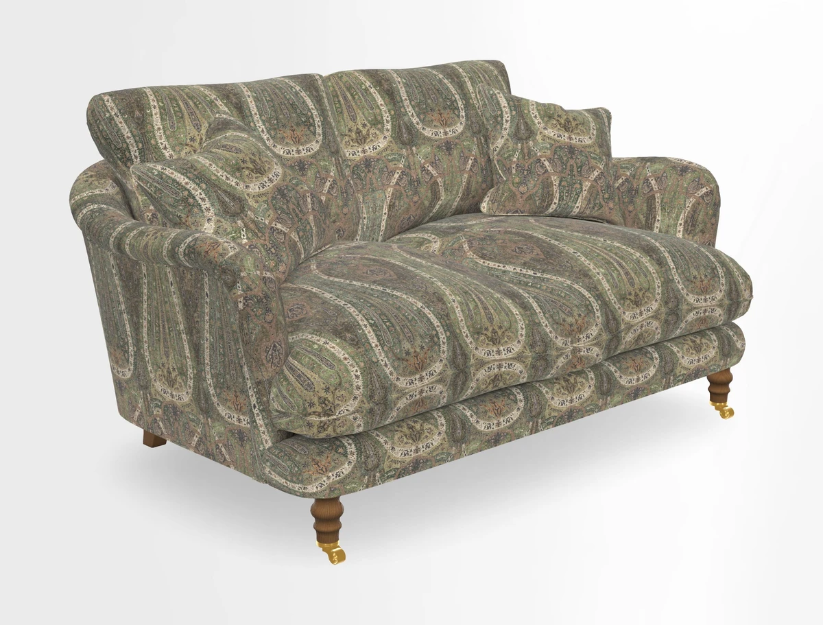 Pugin 3 Seater Sofa in V&A Threads of India Varanasi Wilderness Ink