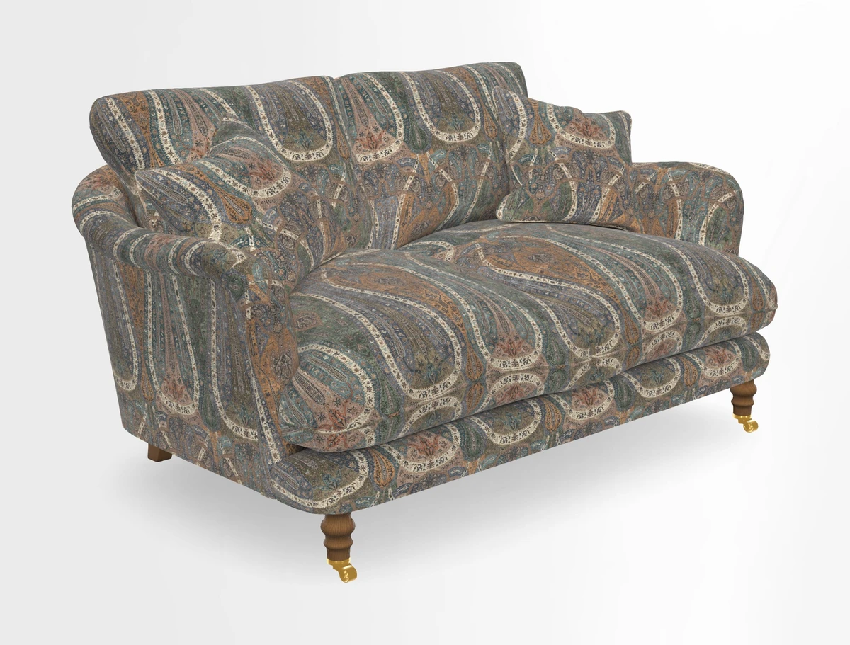 Pugin 3 Seater Sofa in V&A Threads of India Varanasi Wilderness Ink