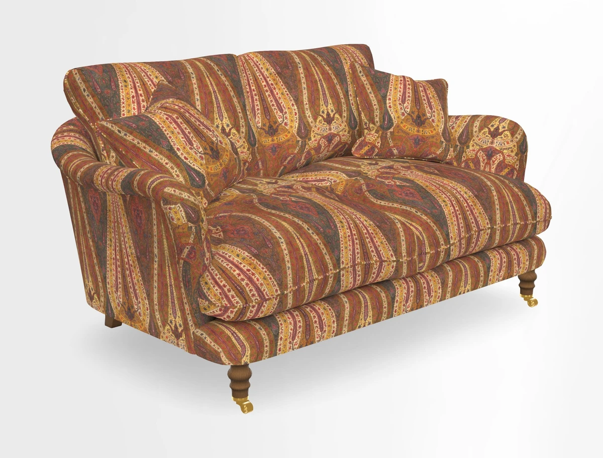 Pugin 3 Seater Sofa in V&A Threads of India Varanasi Wilderness Ink