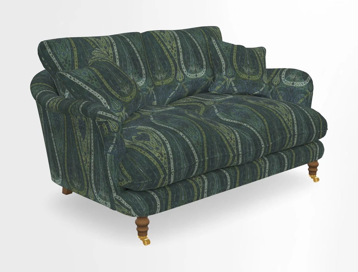 Pugin 3 Seater Sofa in V&A Threads of India Varanasi Wilderness Ink