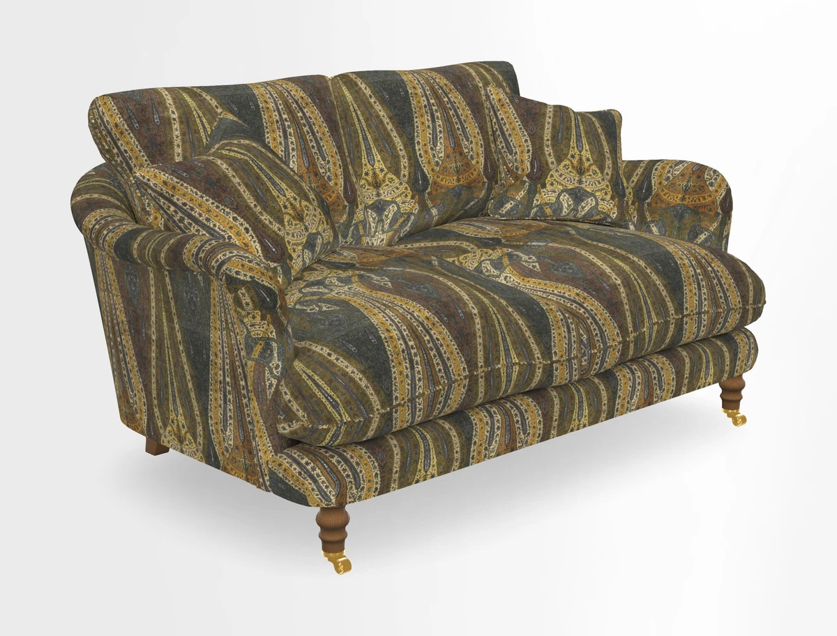 Pugin 3 Seater Sofa in V&A Threads of India Varanasi Wilderness Ink