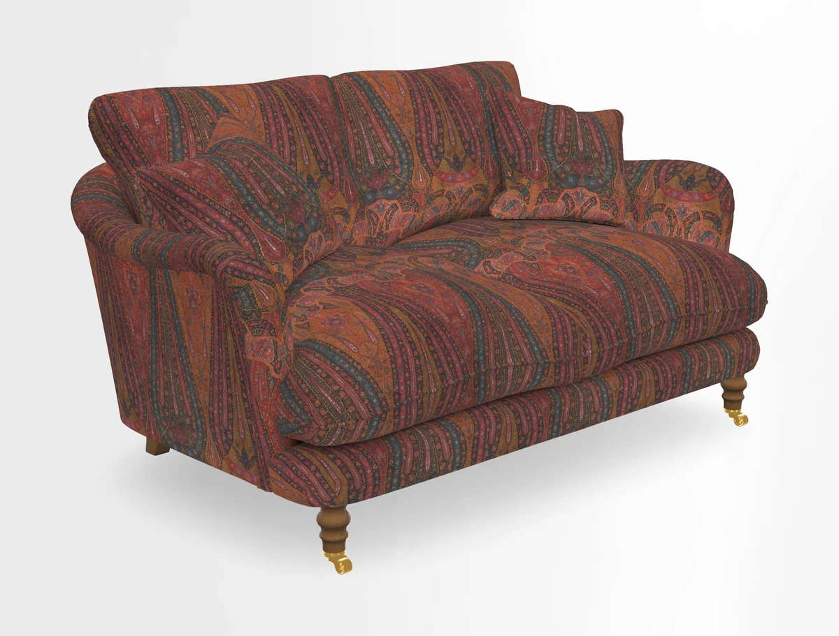 Pugin 3 Seater Sofa in V&A Threads of India Varanasi Wilderness Ink