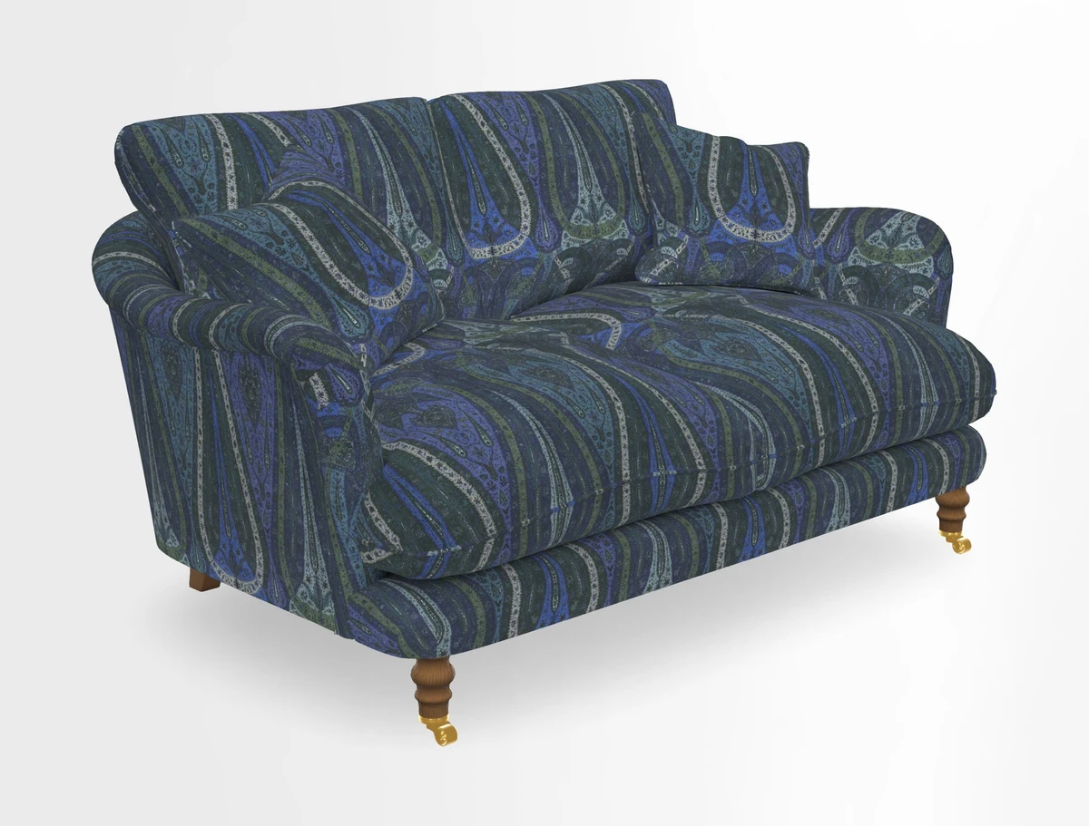 Pugin 3 Seater Sofa in V&A Threads of India Varanasi Wilderness Ink