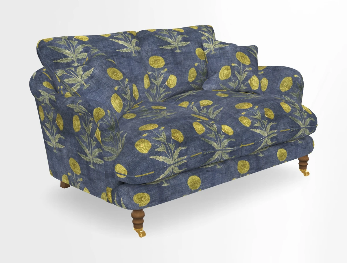 Pugin 3 Seater Sofa in V&A Threads of India Varanasi Wilderness Ink