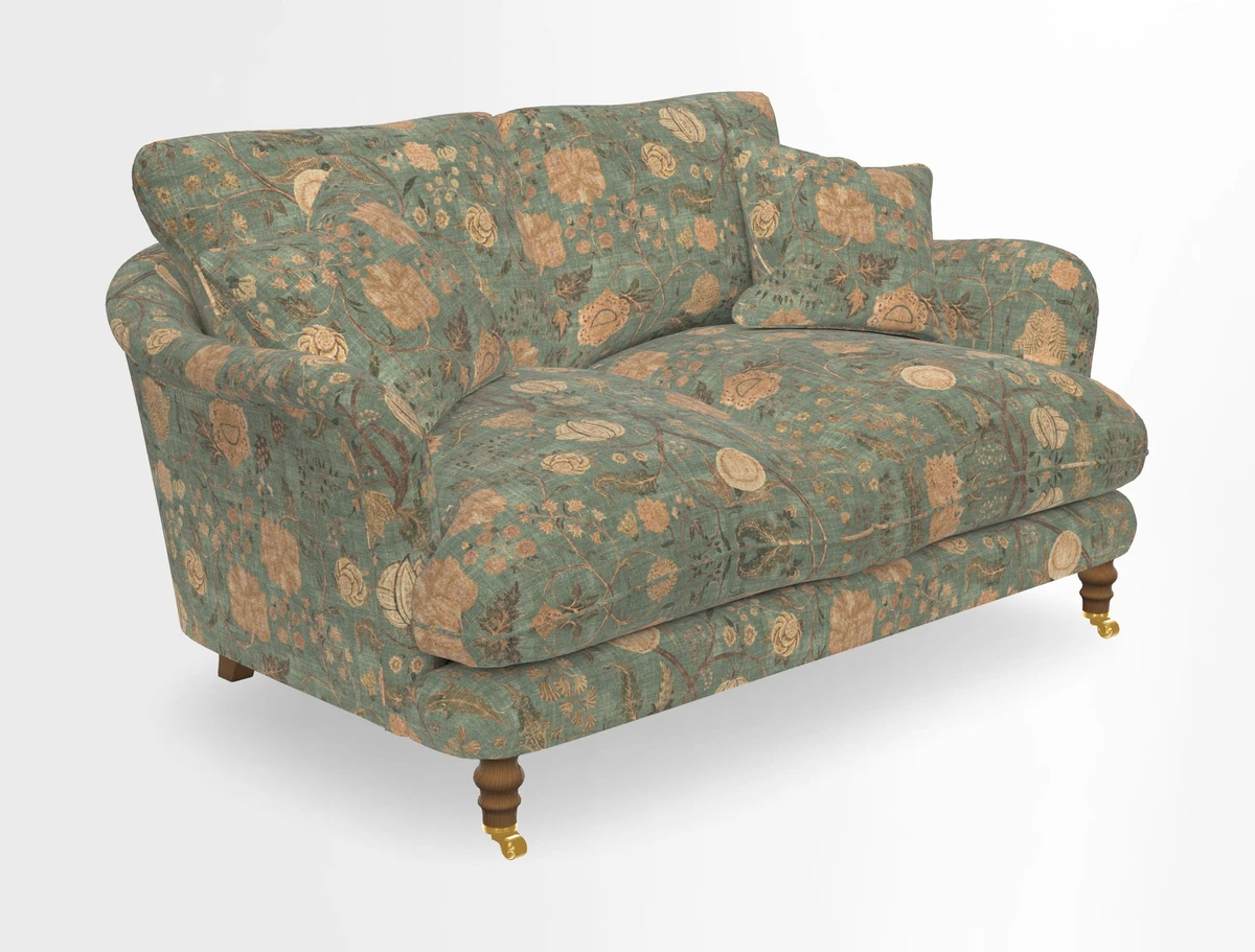 Pugin 3 Seater Sofa in V&A Threads of India Varanasi Wilderness Ink