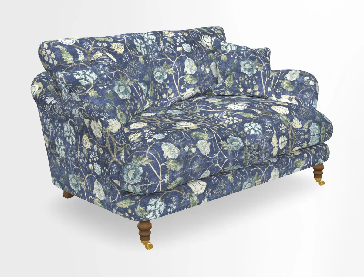 Pugin 3 Seater Sofa in V&A Threads of India Varanasi Wilderness Ink