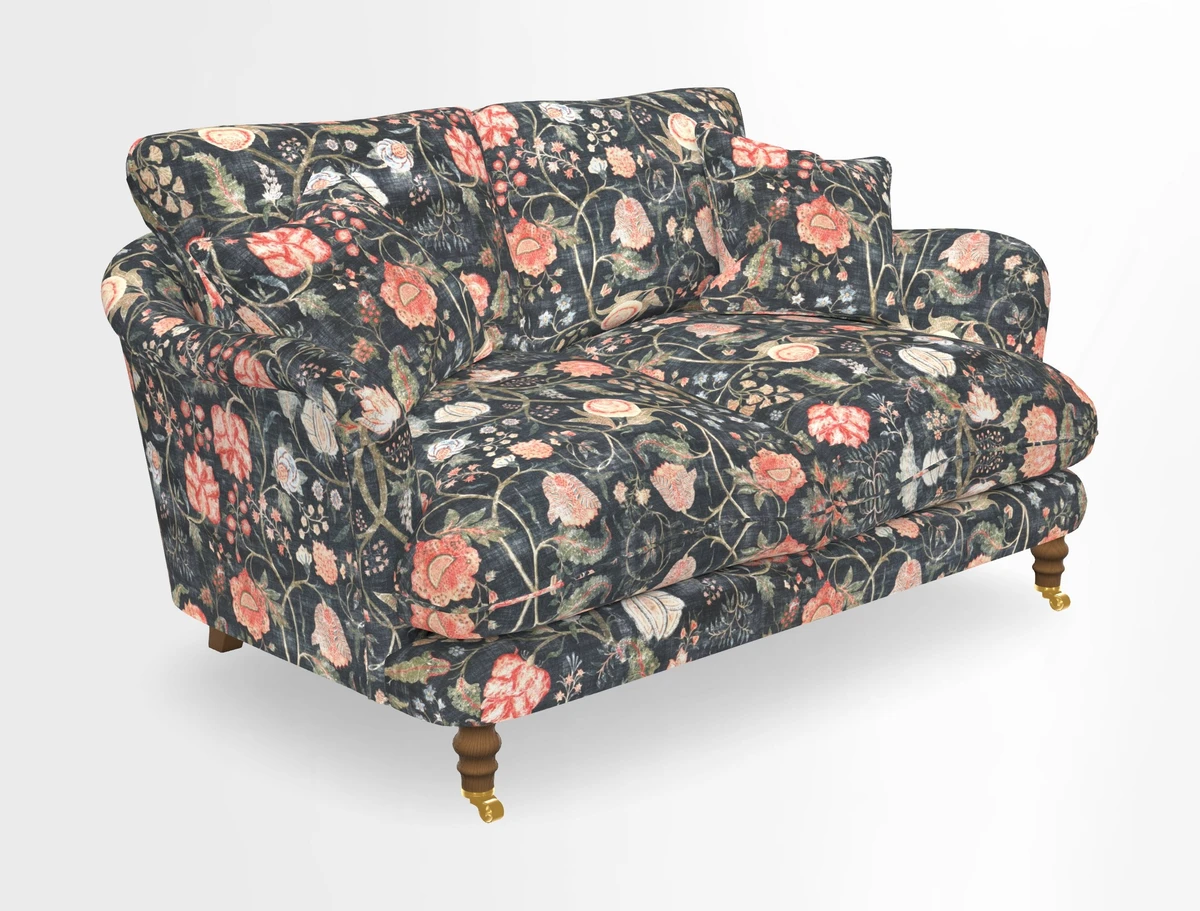 Pugin 3 Seater Sofa in V&A Threads of India Varanasi Wilderness Ink