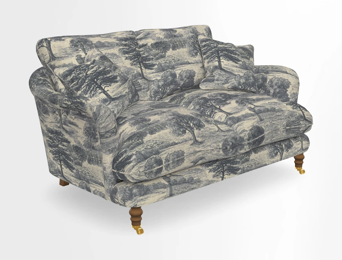Pugin 3 Seater Sofa in V&A Threads of India Varanasi Wilderness Ink