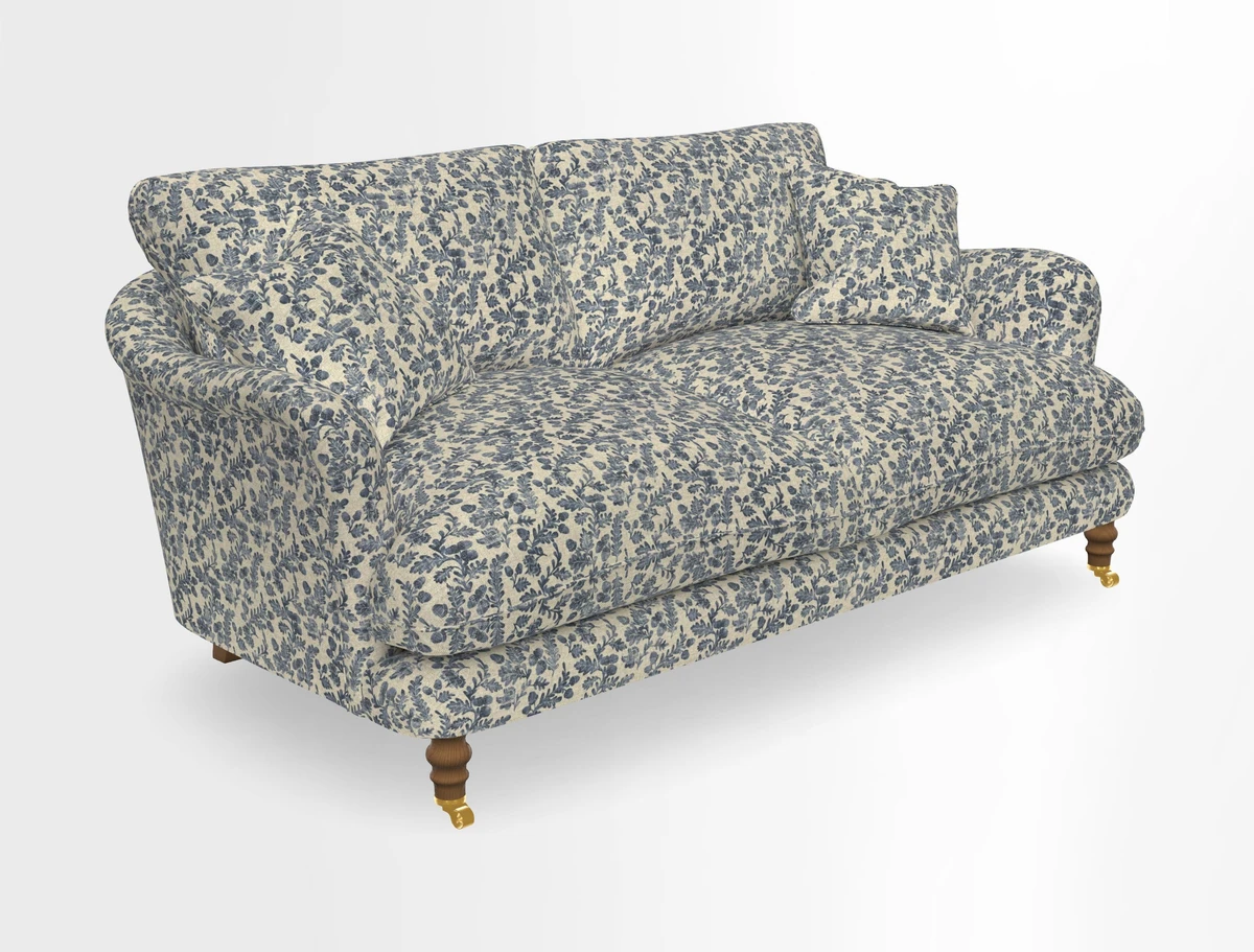 Pugin 3 Seater Sofa in V&A Threads of India Varanasi Wilderness Ink