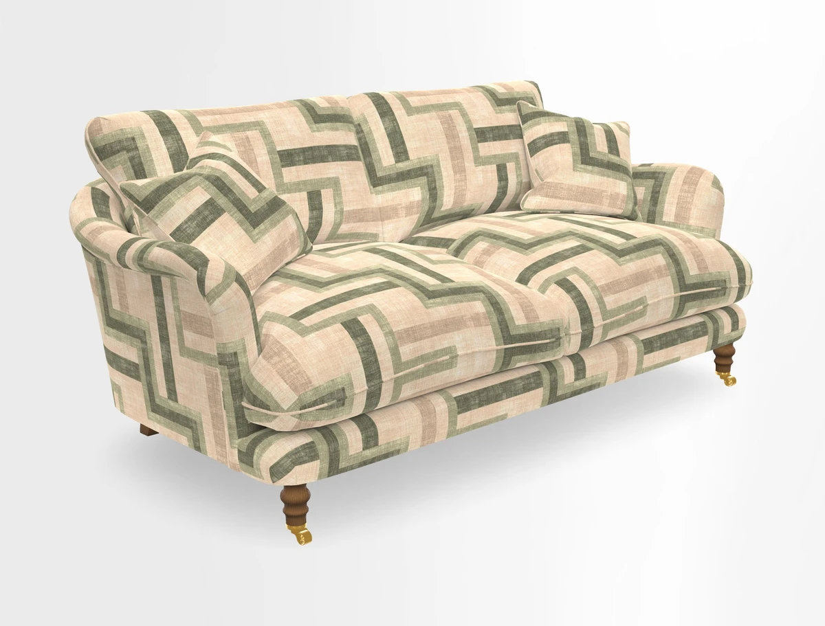 Pugin 3 Seater Sofa in V&A Threads of India Varanasi Wilderness Ink
