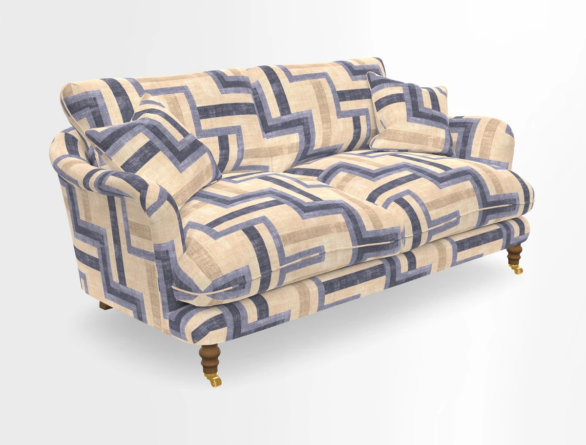 Pugin 3 Seater Sofa in V&A Threads of India Varanasi Wilderness Ink