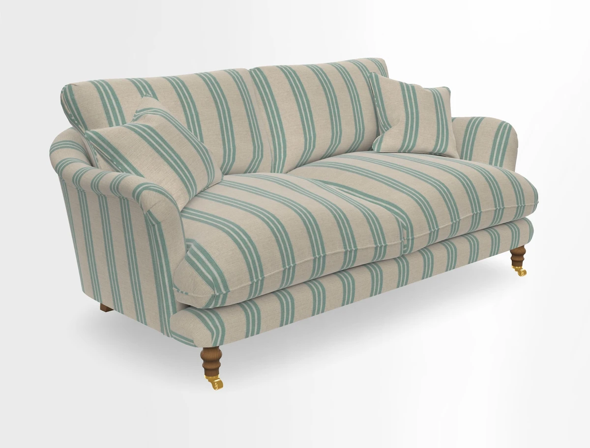 Pugin 3 Seater Sofa in V&A Threads of India Varanasi Wilderness Ink