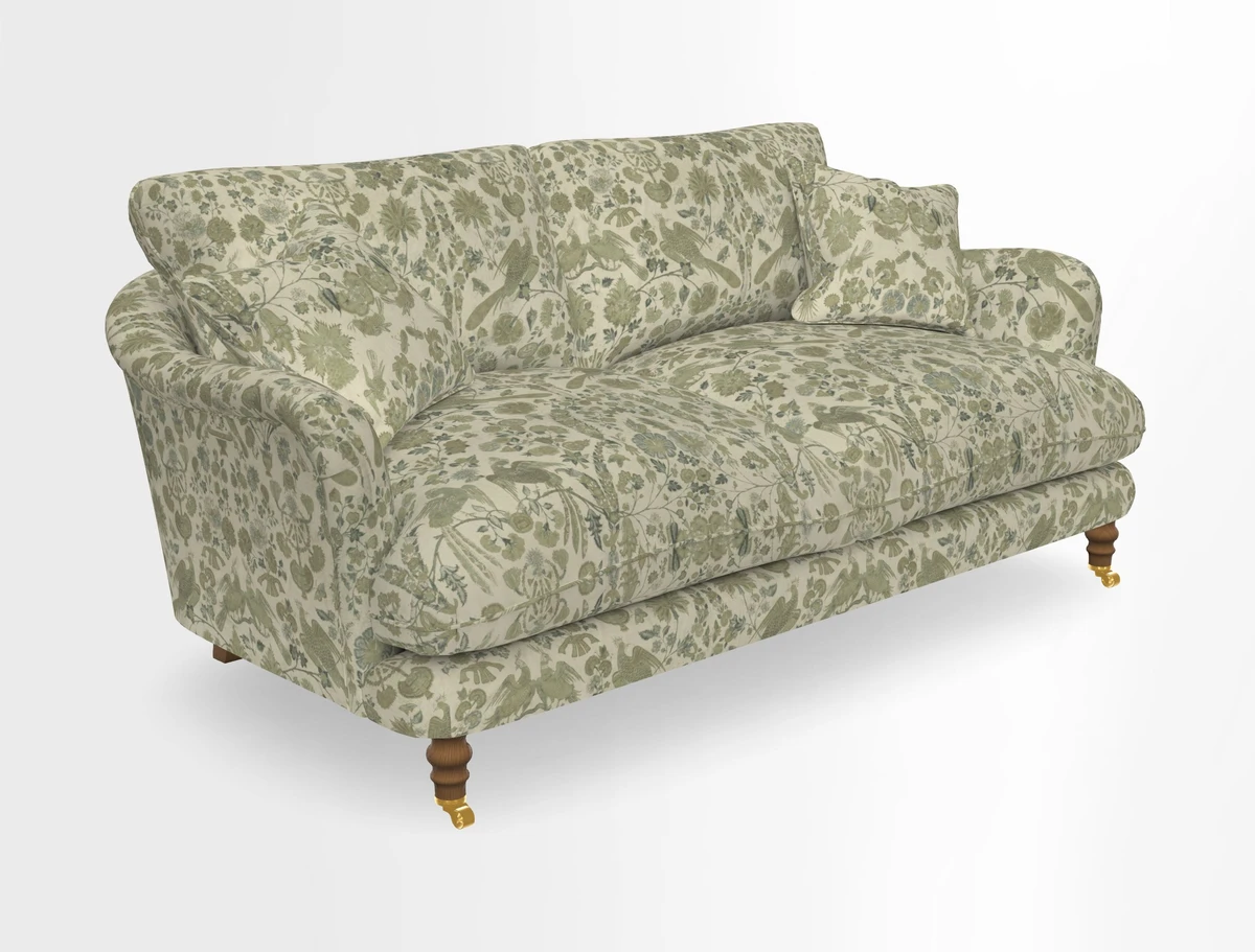 Pugin 3 Seater Sofa in V&A Threads of India Varanasi Wilderness Ink