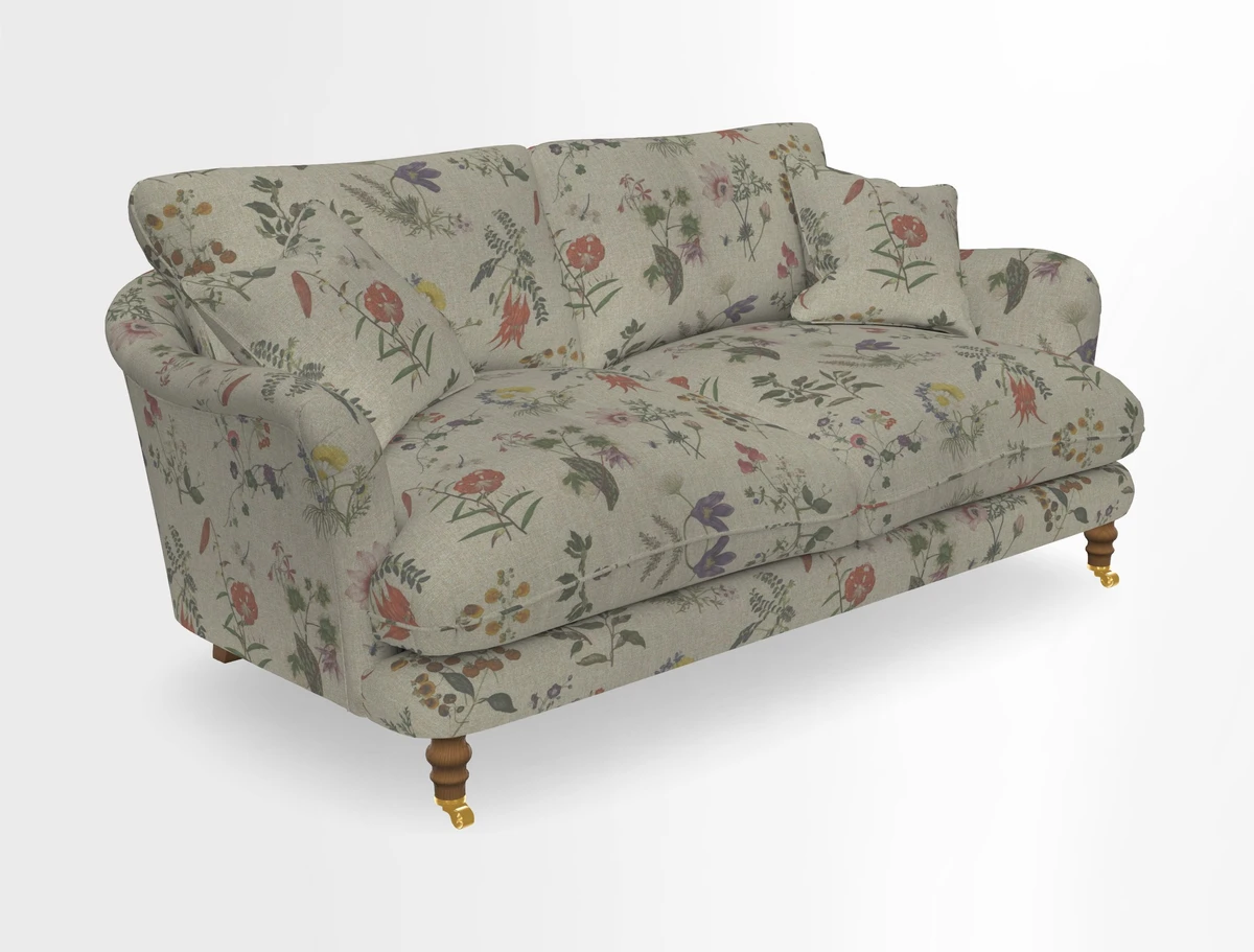 Pugin 3 Seater Sofa in V&A Threads of India Varanasi Wilderness Ink