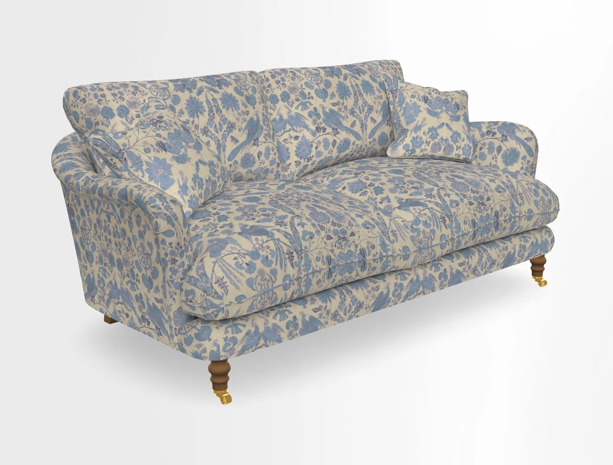 Pugin 3 Seater Sofa in V&A Threads of India Varanasi Wilderness Ink