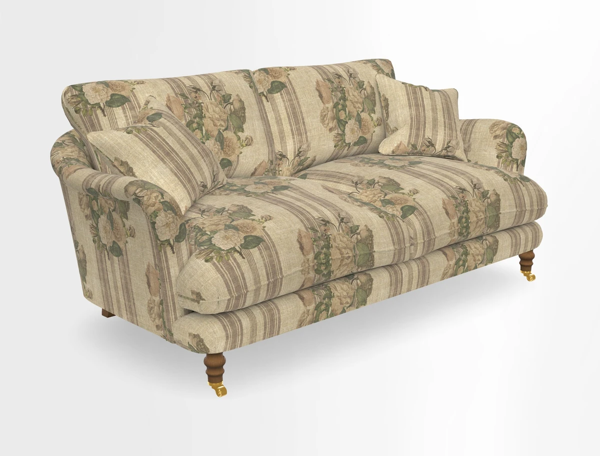 Pugin 3 Seater Sofa in V&A Threads of India Varanasi Wilderness Ink