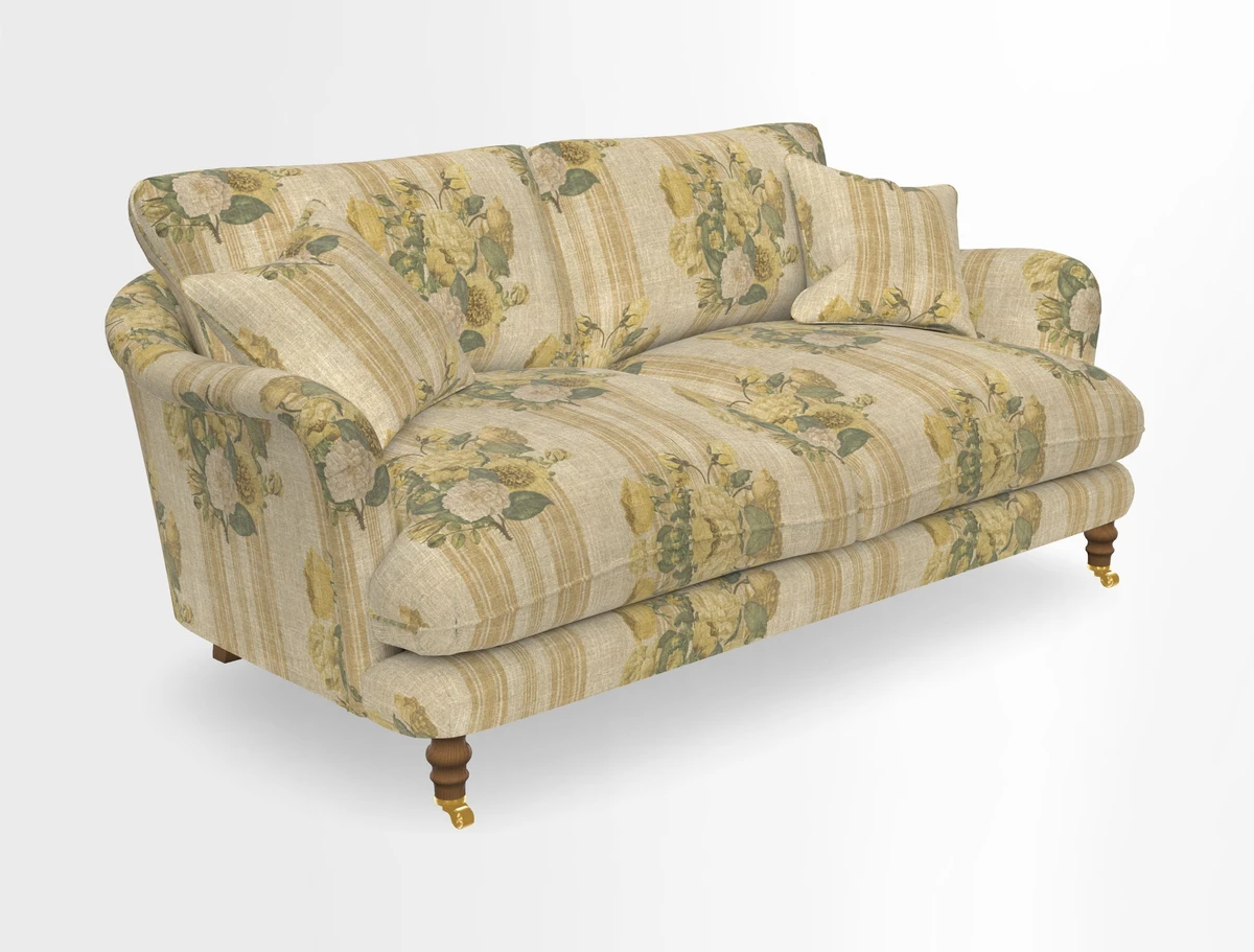 Pugin 3 Seater Sofa in V&A Threads of India Varanasi Wilderness Ink