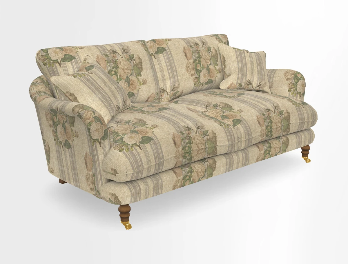 Pugin 3 Seater Sofa in V&A Threads of India Varanasi Wilderness Ink