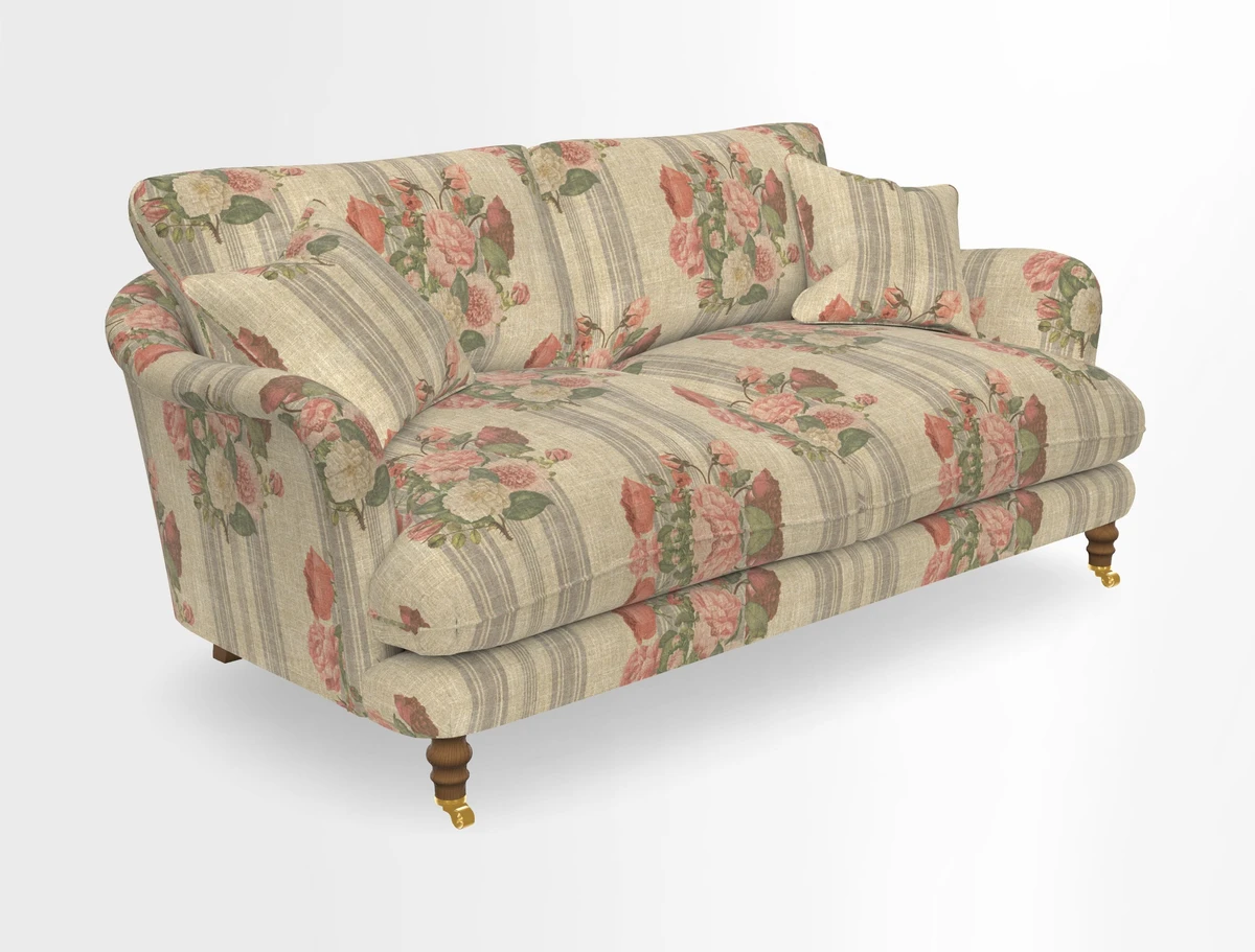Pugin 3 Seater Sofa in V&A Threads of India Varanasi Wilderness Ink