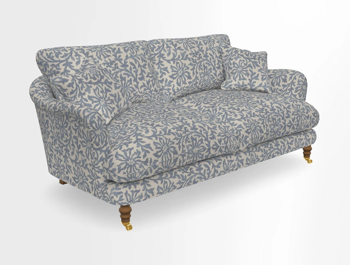 Pugin 3 Seater Sofa in V&A Threads of India Varanasi Wilderness Ink