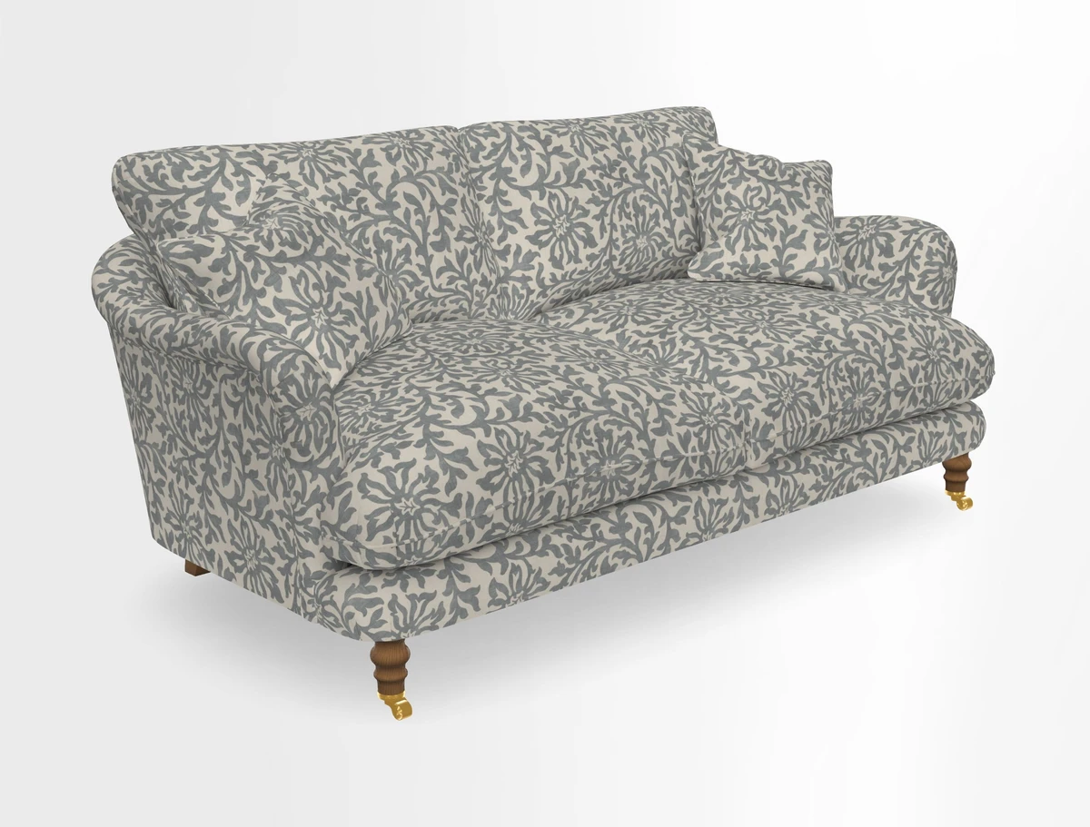 Pugin 3 Seater Sofa in V&A Threads of India Varanasi Wilderness Ink