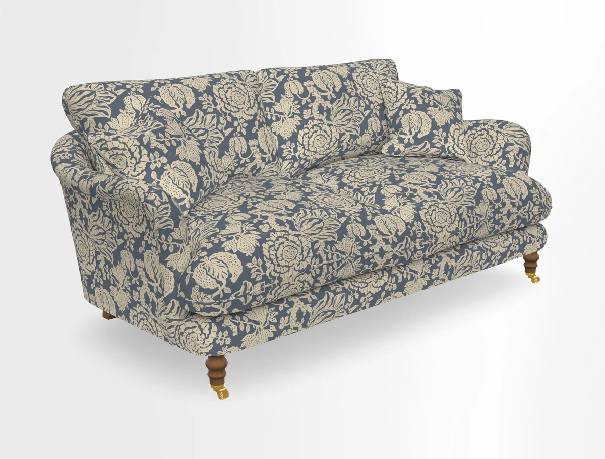Pugin 3 Seater Sofa in V&A Threads of India Varanasi Wilderness Ink