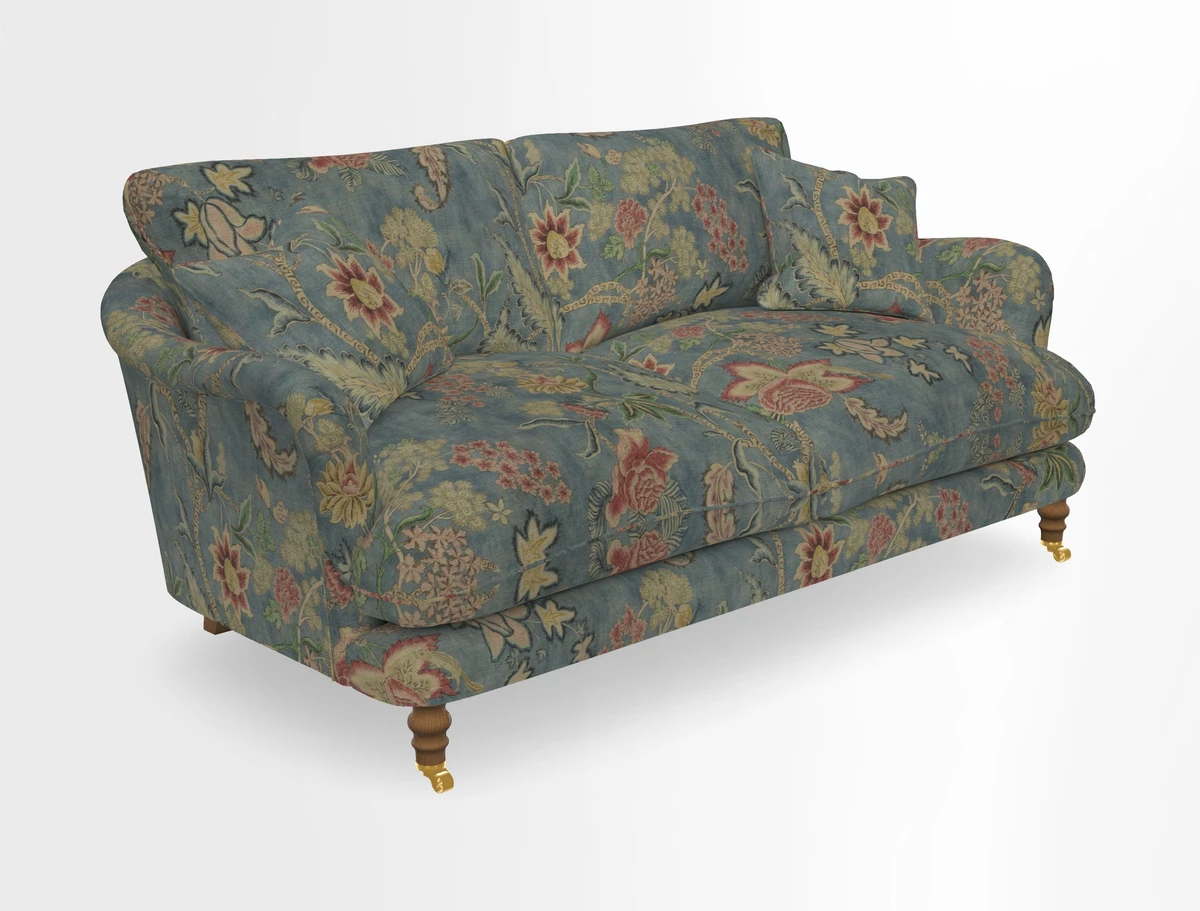 Pugin 3 Seater Sofa in V&A Threads of India Varanasi Wilderness Ink