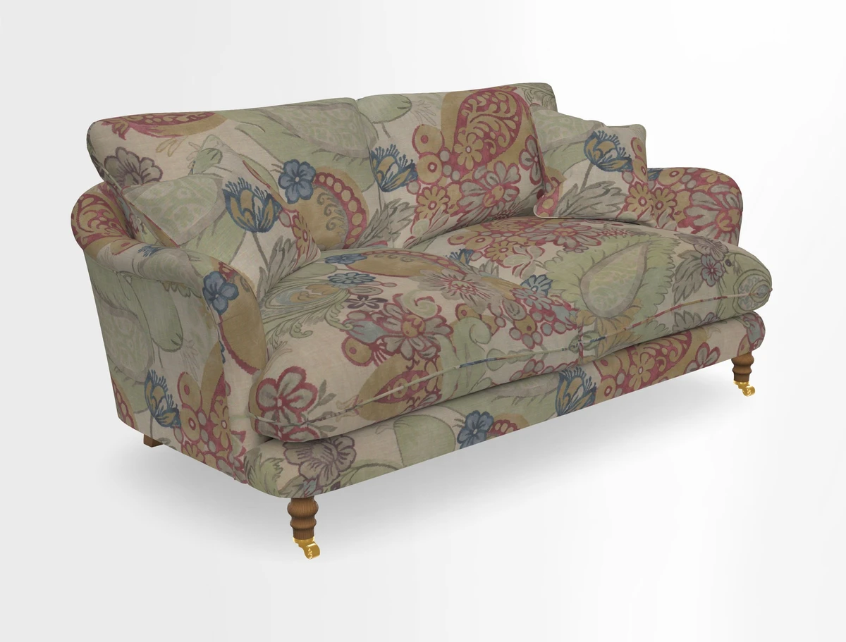 Pugin 3 Seater Sofa in V&A Threads of India Varanasi Wilderness Ink